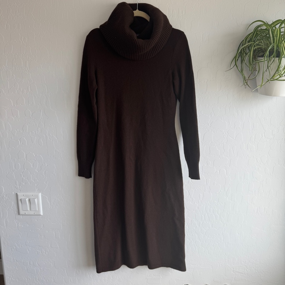 Ralph Lauren Collection Purple Label Cashmere Dress Brown L Italy Turtleneck Lux